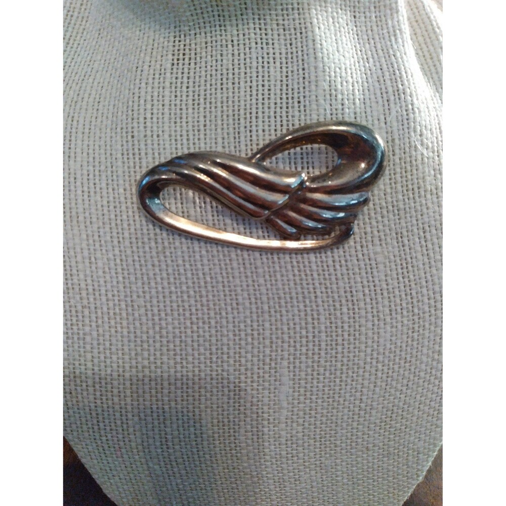 Vintage Sterling Silver Abstract Wave Design Brooch Pin Elegant Statement Piece‎